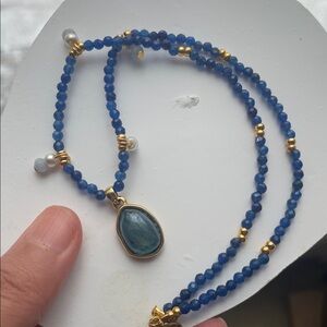 Elegant Blue Sapphire and Gold Beaded Necklace